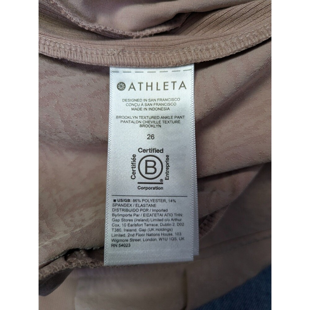 Athleta Womens Pull On  Ankle Pants Size 26 Brooklyn Textured Blush Pink - Picture 8 of 10